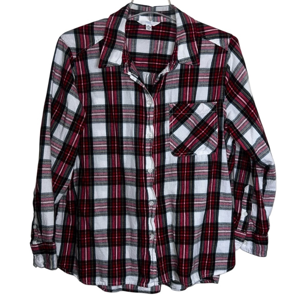 Time & Tru Red Plaid Women’s Button Down Shirt Size XL 16-18
